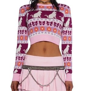 Cropped cat sweater sz medium